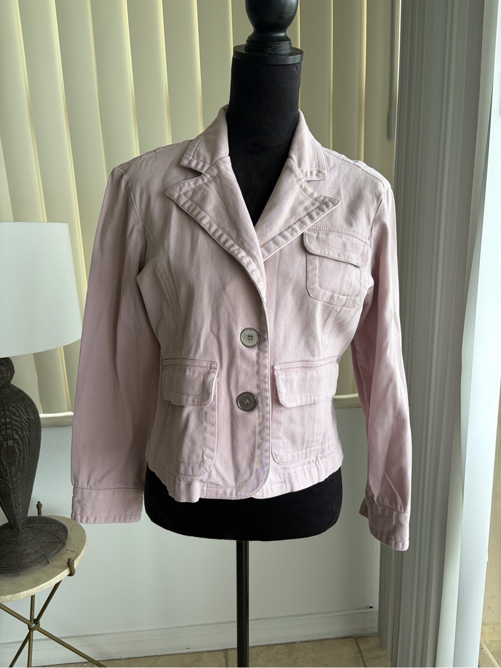 Vintage Paris Blues Outerwear Pink Jean Jacket Womens Size L Stretch Cotton Y2K